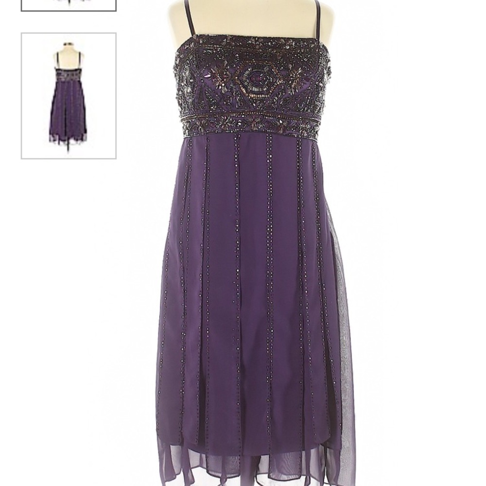Sue Wong Purple Beaded Cocktail Dress